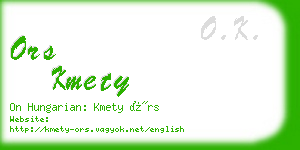 ors kmety business card